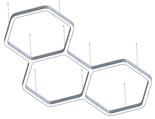 Hexagon Led Lampu Linear Lampu LED Disesuaikan Untuk Pusat Perbelanjaan